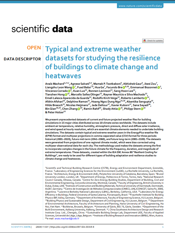 Typical and extreme weather datasets for studying the resilience of buildings to climate change and heatwaves